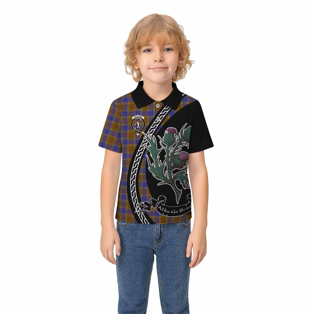 Balfour Family Crest Tartan Kid Polo Shirt Alba Thistle Inspired - Tartan Vibes Clothing
