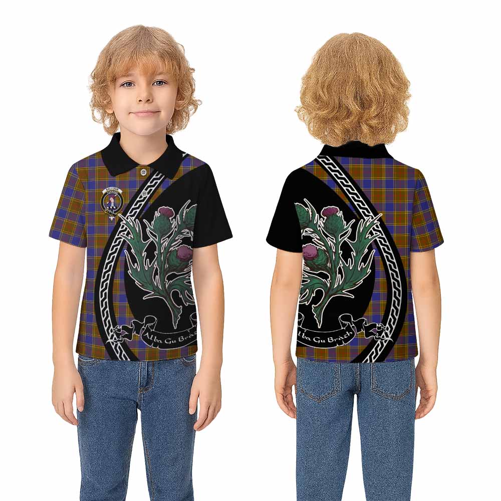 Balfour Family Crest Tartan Kid Polo Shirt Alba Thistle Inspired - Tartan Vibes Clothing