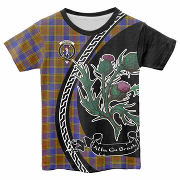 Balfour Family Crest Tartan Kid T-shirt Alba Thistle Inspired - Tartan Vibes Clothing