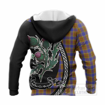 Balfour Family Crest Tartan Knitted Hoodie Alba Thistle Inspired