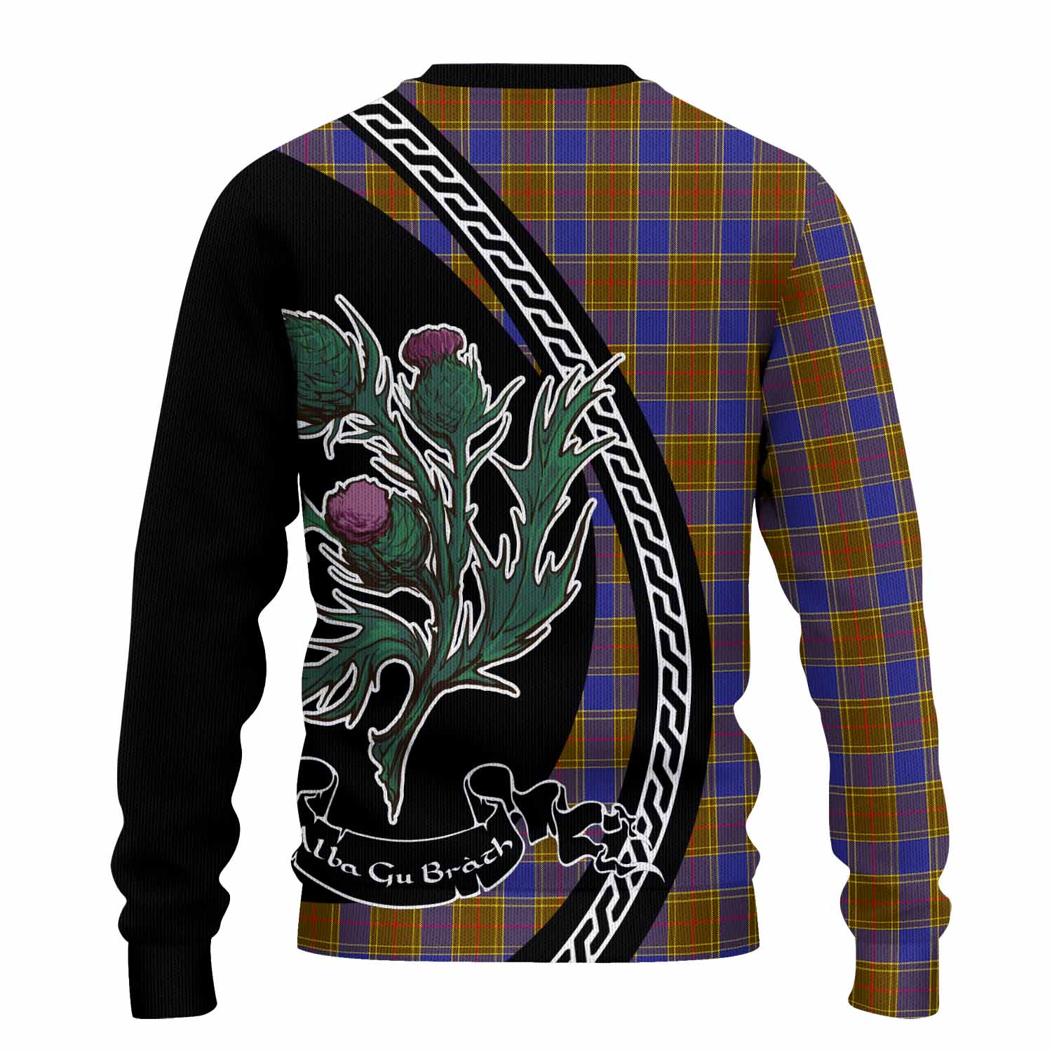 Balfour Family Crest Tartan Knitted Sweater Alba Thistle Inspired - Tartan Vibes Clothing