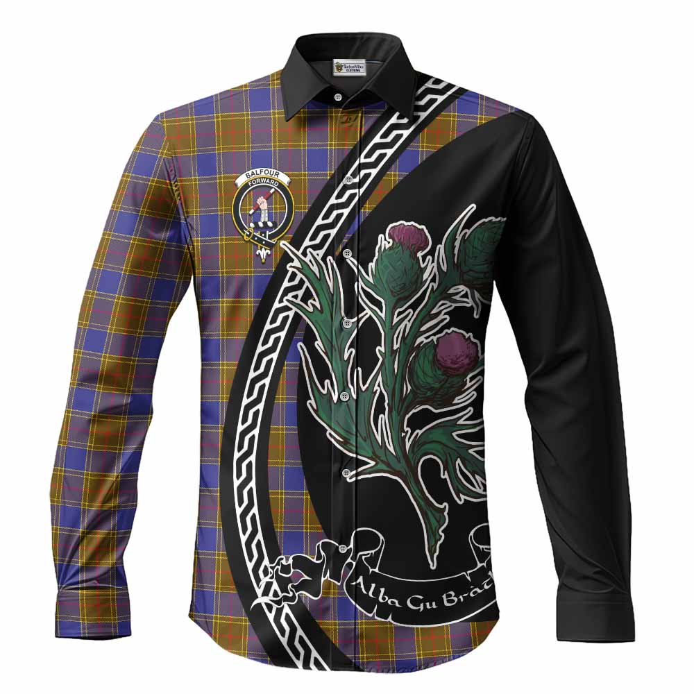 Balfour Family Crest Tartan Long Sleeve Button Shirts Alba Thistle Inspired - Tartan Vibes Clothing