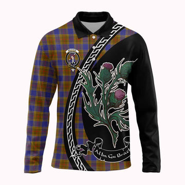Balfour Family Crest Tartan Long Sleeve Polo Shirt Alba Thistle Inspired