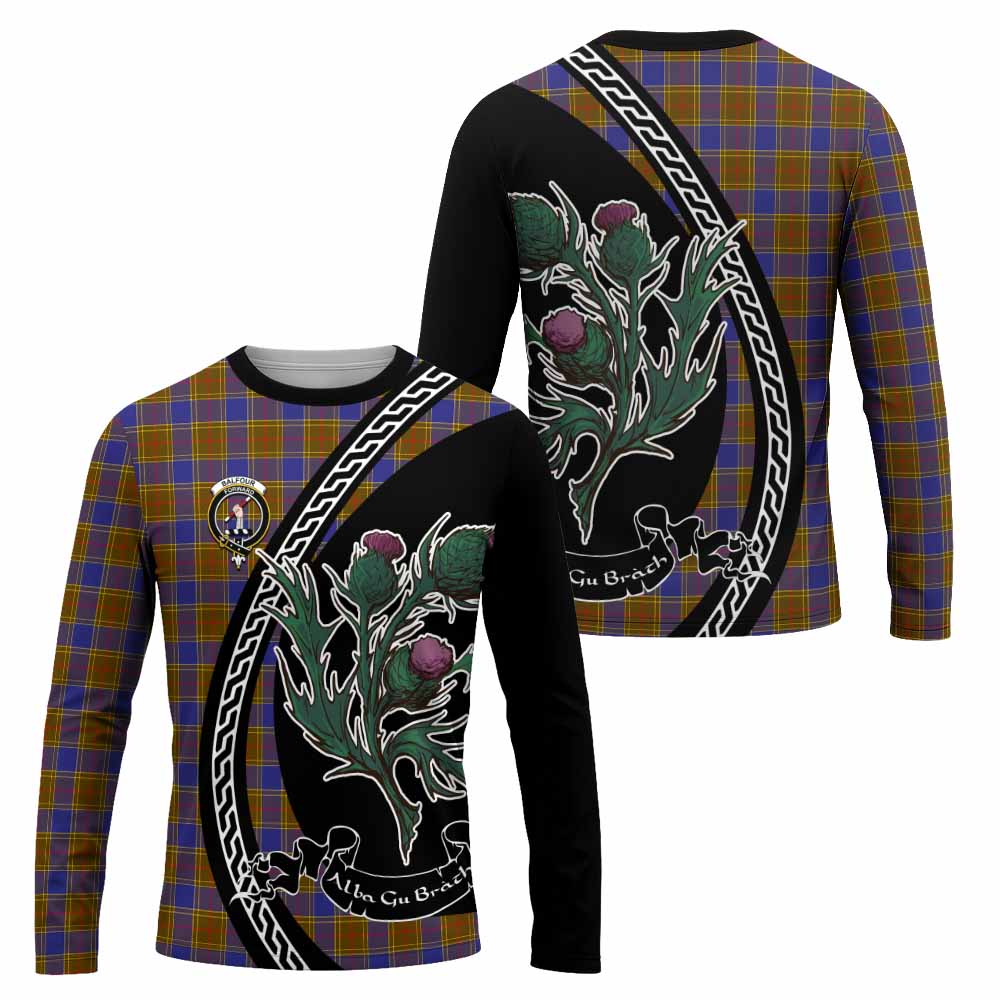Balfour Family Crest Tartan Long Sleeve T-Shirt Alba Thistle Inspired - Tartan Vibes Clothing