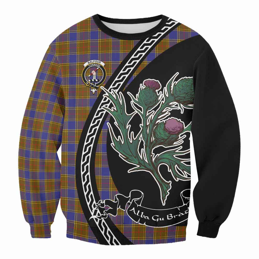 Balfour Family Crest Tartan Sweatshirt Alba Thistle Inspired - Tartan Vibes Clothing