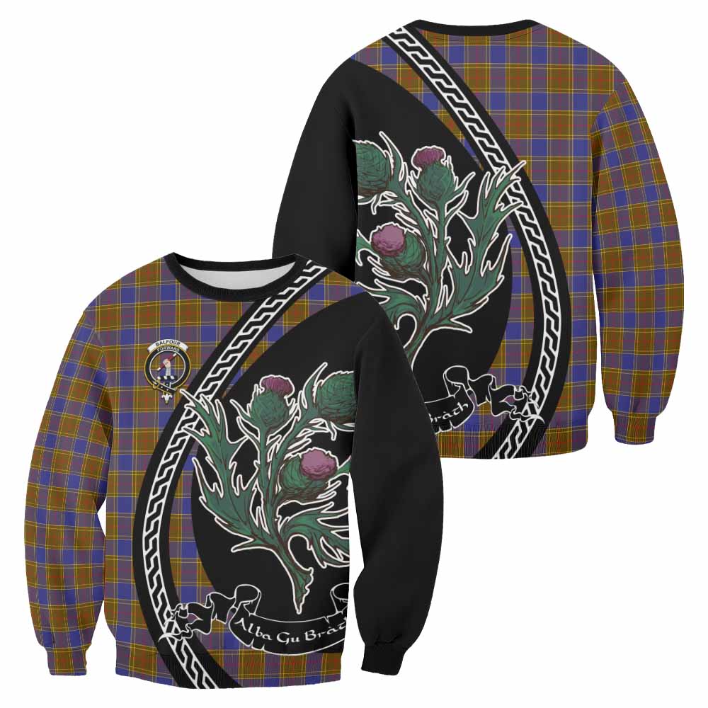 Balfour Family Crest Tartan Sweatshirt Alba Thistle Inspired - Tartan Vibes Clothing