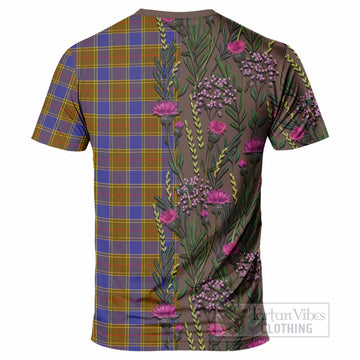 Balfour Family Crest Tartan T-Shirt Scottish Thistle Flower Pattern Half Style - Tartan Vibes Clothing