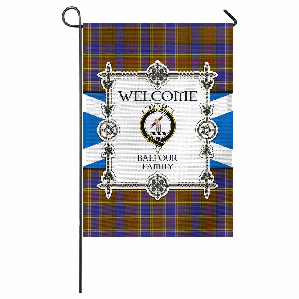 Balfour Family Crest Tartan Welcome Garden Flag Saltire Harmony Style - Tartan Vibes Clothing