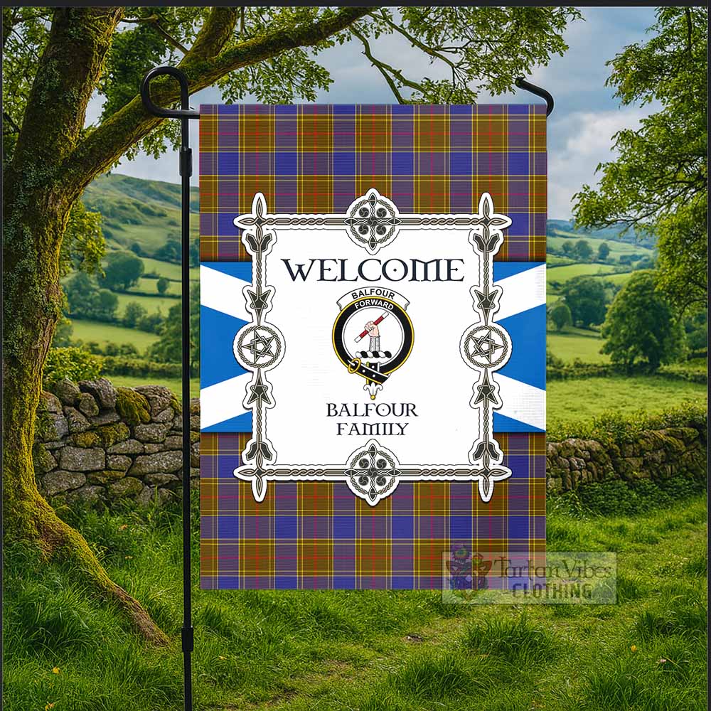 Balfour Family Crest Tartan Welcome Garden Flag Saltire Harmony Style - Tartan Vibes Clothing