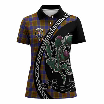 Balfour Family Crest Tartan Women Polo Shirt Alba Thistle Inspired - Tartan Vibes Clothing