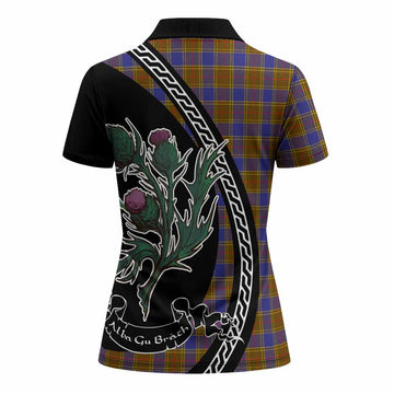 Balfour Family Crest Tartan Women Polo Shirt Alba Thistle Inspired - Tartan Vibes Clothing