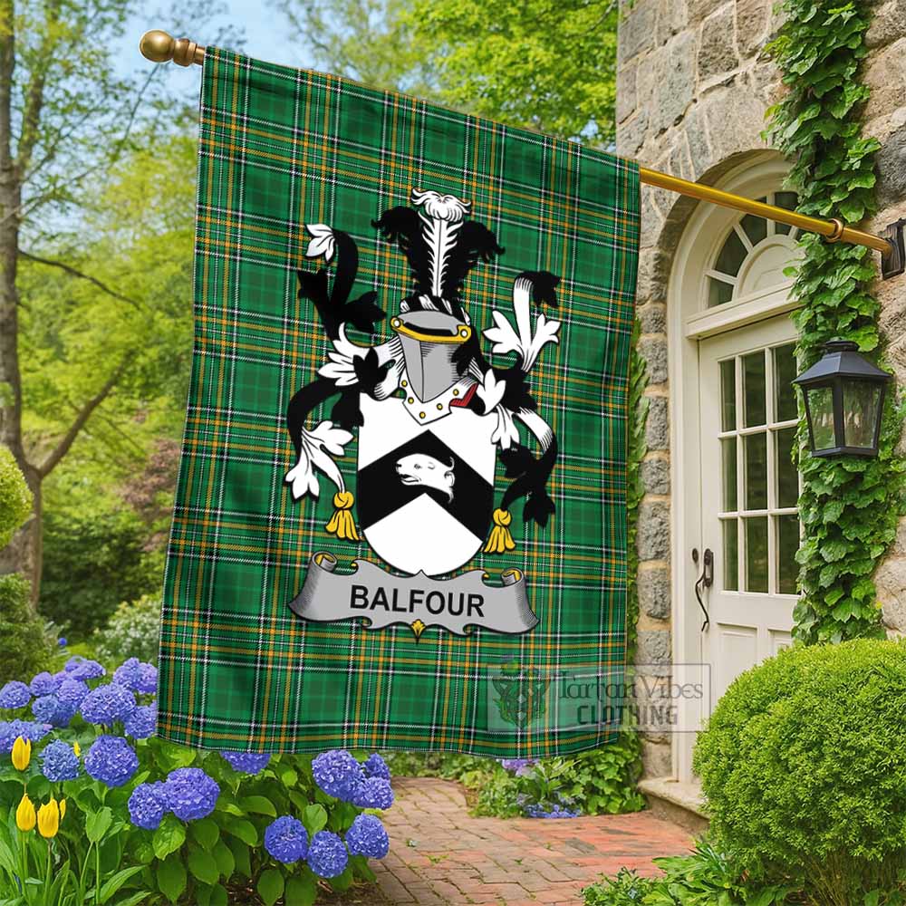 Balfour Irish Clan Tartan Flag with Coat of Arms