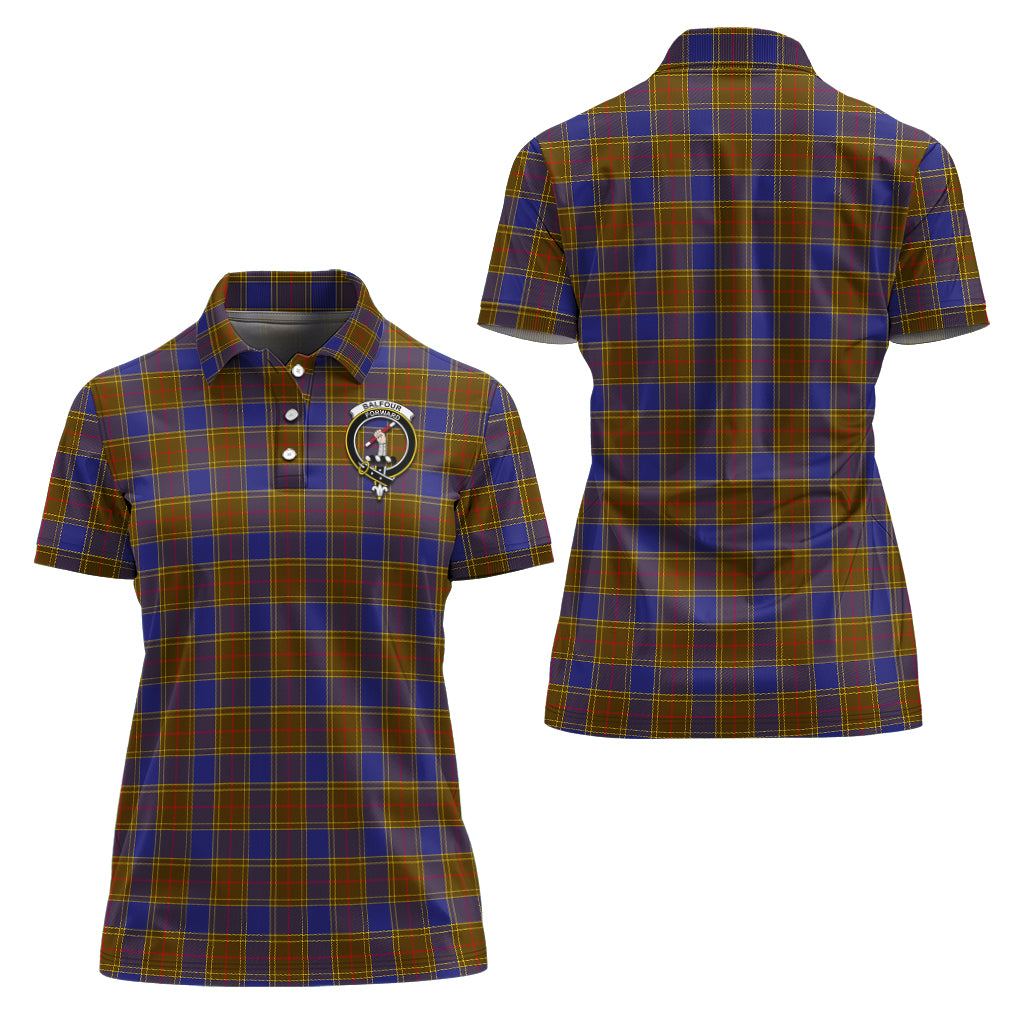 Balfour Modern Tartan Polo Shirt with Family Crest For Women Women - Tartanvibesclothing