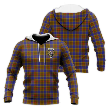 Balfour Modern Tartan Knitted Hoodie with Family Crest