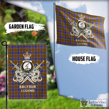 Balfour Modern Tartan Flag with Clan Crest and the Golden Sword of Courageous Legacy