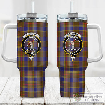 Balfour Modern Tartan and Family Crest Tumbler with Handle