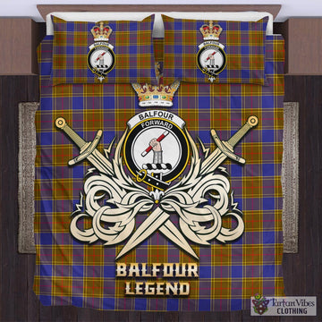 Balfour Modern Tartan Bedding Set with Clan Crest and the Golden Sword of Courageous Legacy