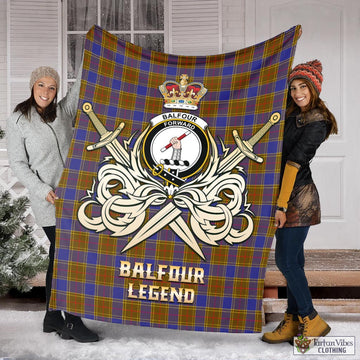 Balfour Modern Tartan Blanket with Clan Crest and the Golden Sword of Courageous Legacy