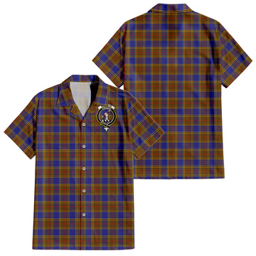 Balfour Modern Tartan Short Sleeve Button Down Shirt with Family Crest