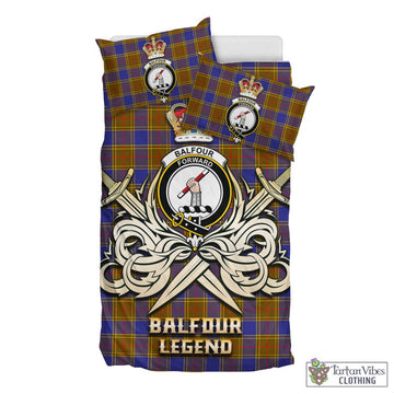 Balfour Modern Tartan Bedding Set with Clan Crest and the Golden Sword of Courageous Legacy