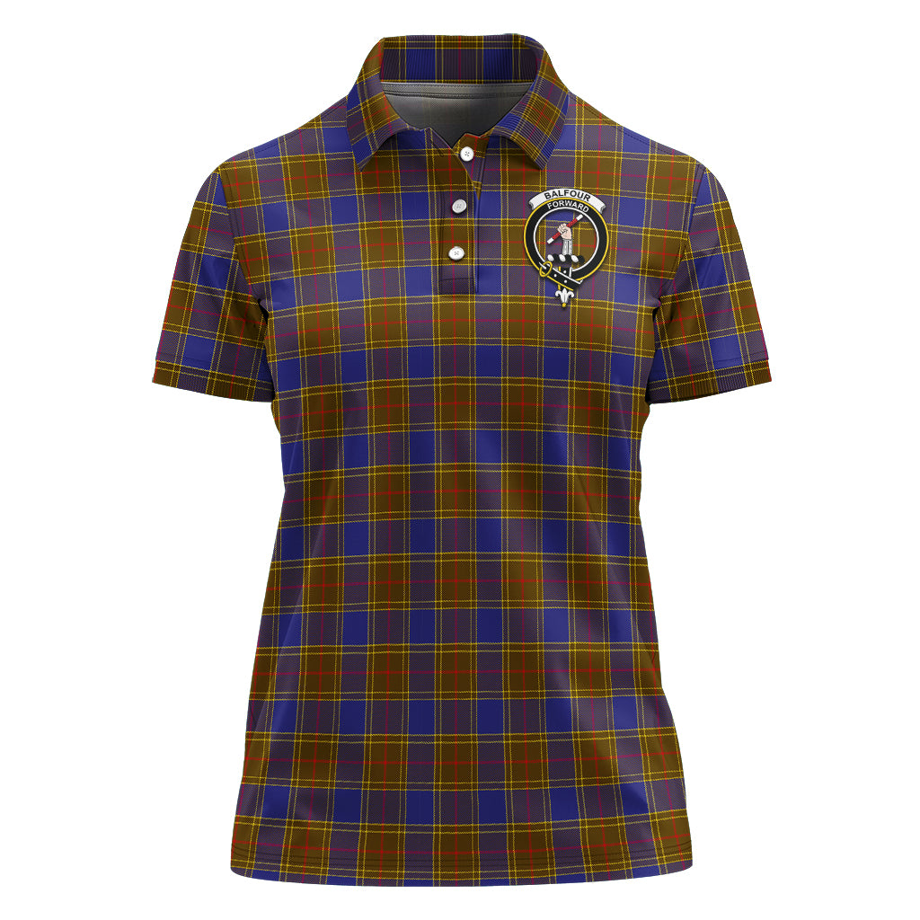 Balfour Modern Tartan Polo Shirt with Family Crest For Women - Tartanvibesclothing