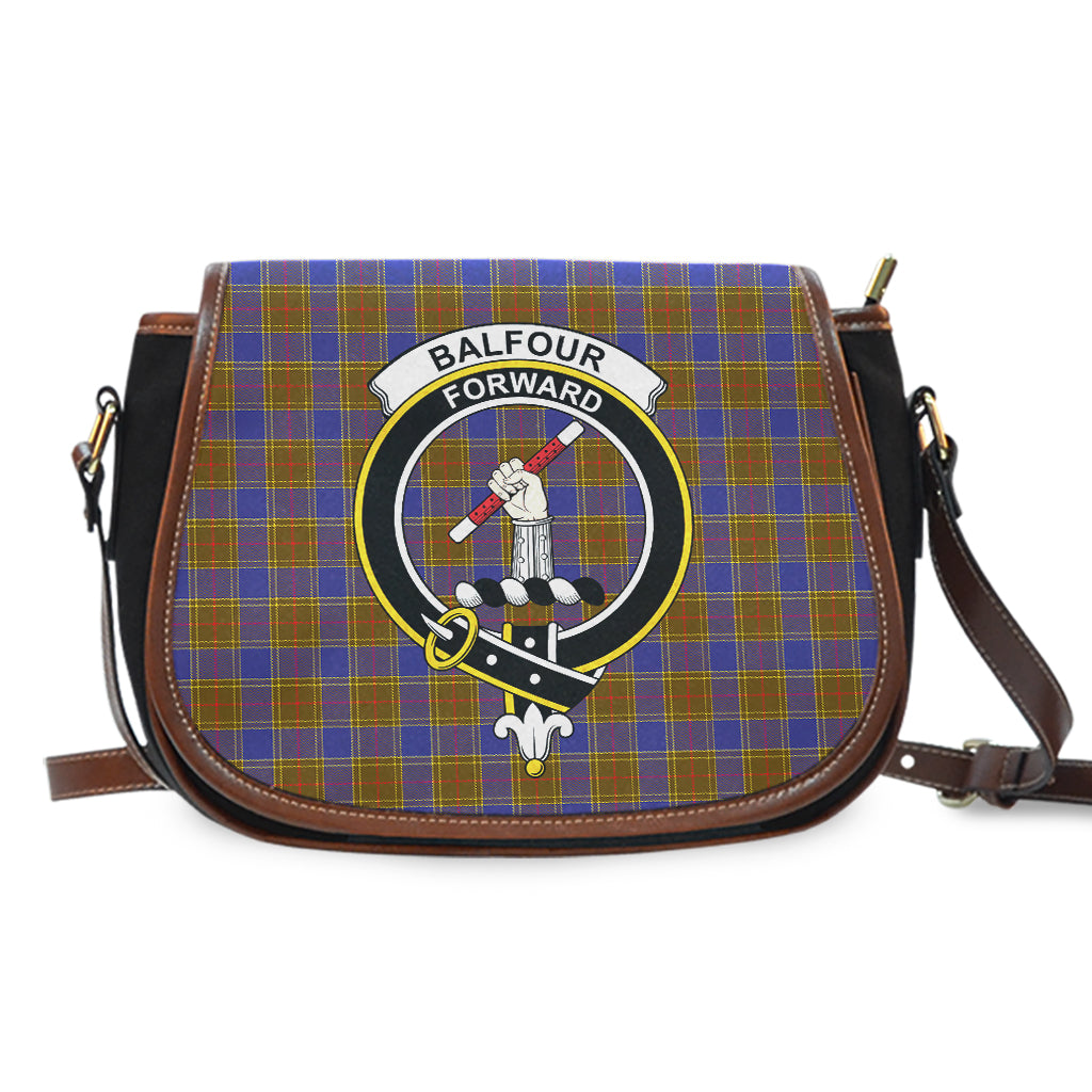 Balfour Modern Tartan Saddle Bag with Family Crest - Tartanvibesclothing