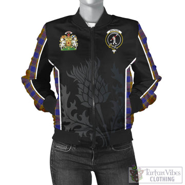 Balfour Modern Tartan Bomber Jacket with Family Crest and Scottish Thistle Vibes Sport Style