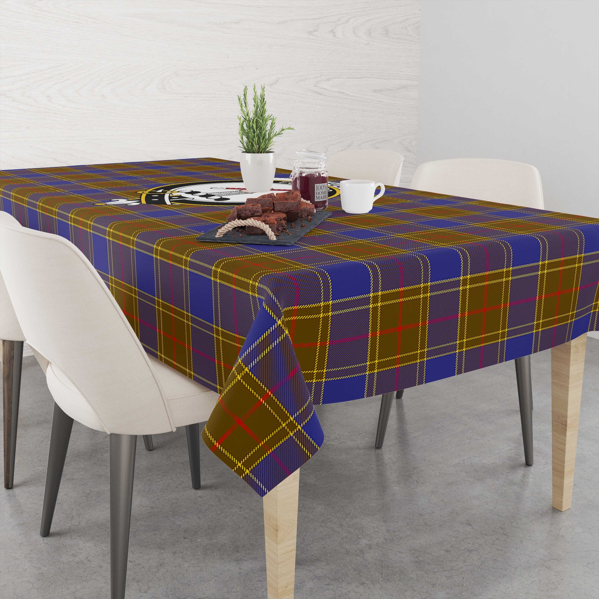Balfour Modern Tatan Tablecloth with Family Crest - Tartanvibesclothing