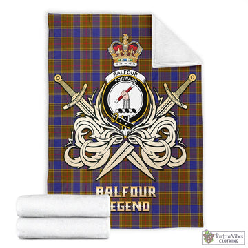 Balfour Modern Tartan Blanket with Clan Crest and the Golden Sword of Courageous Legacy