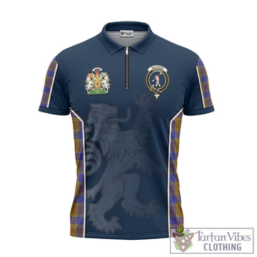 Balfour Modern Tartan Zipper Polo Shirt with Family Crest and Lion Rampant Vibes Sport Style