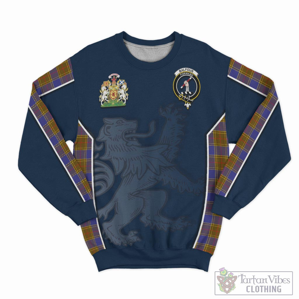 Tartan Vibes Clothing Balfour Modern Tartan Sweater with Family Crest and Lion Rampant Vibes Sport Style