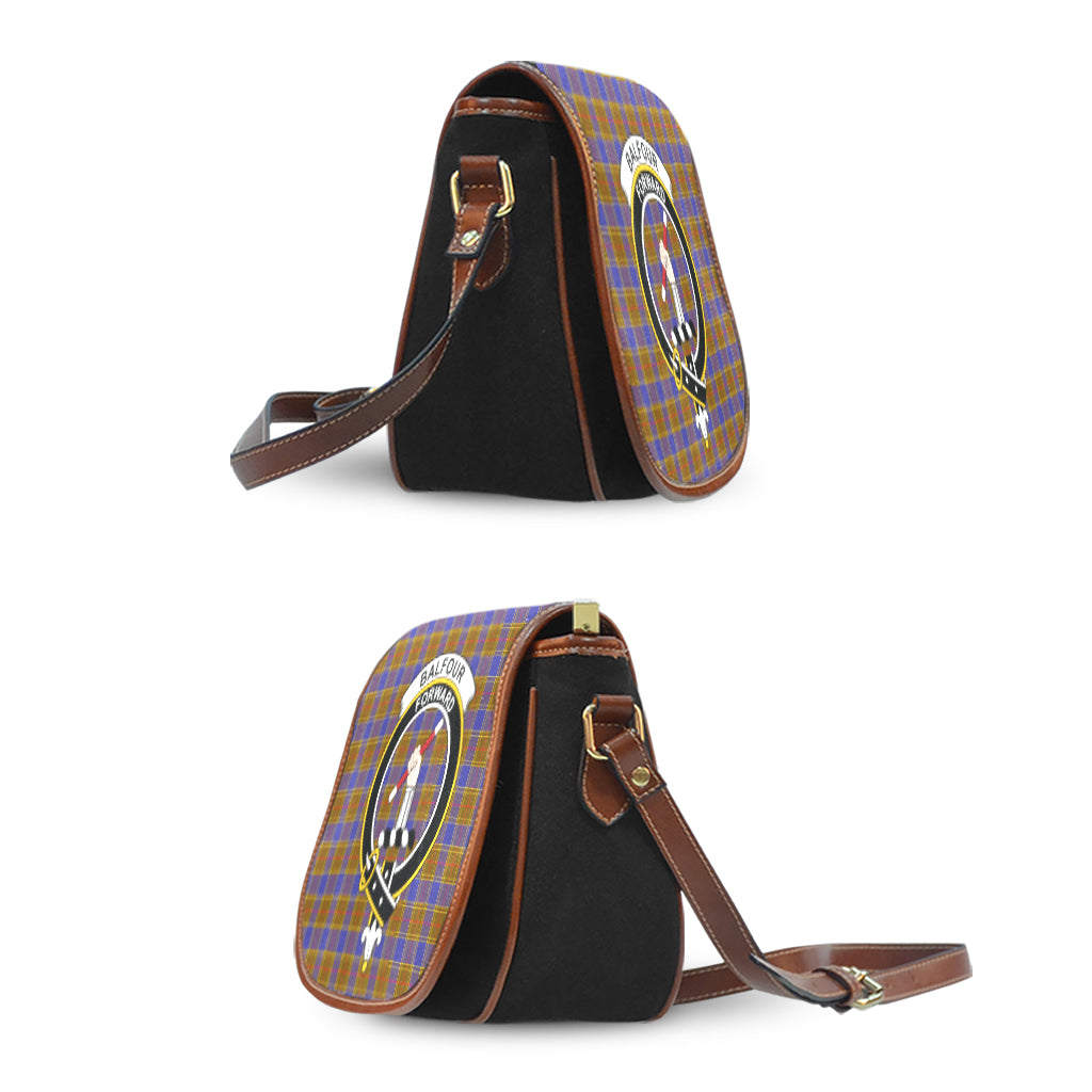 Balfour Modern Tartan Saddle Bag with Family Crest - Tartanvibesclothing