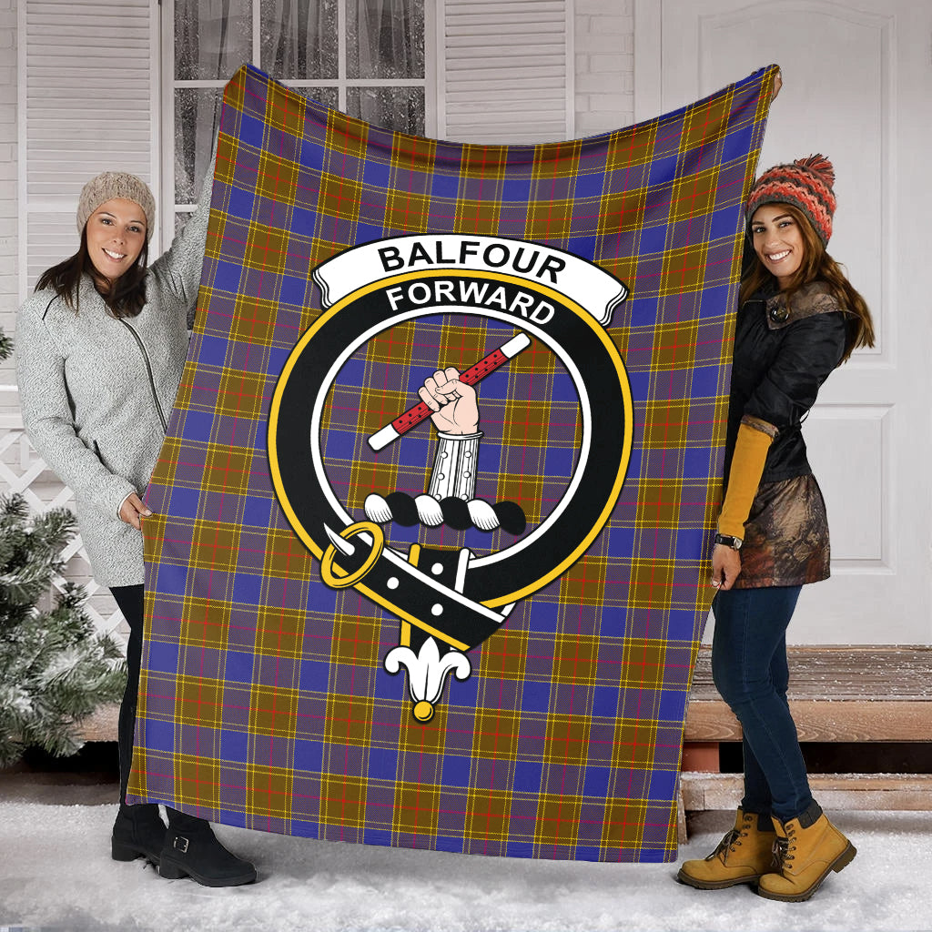 Balfour Modern Tartan Blanket with Family Crest - Tartanvibesclothing