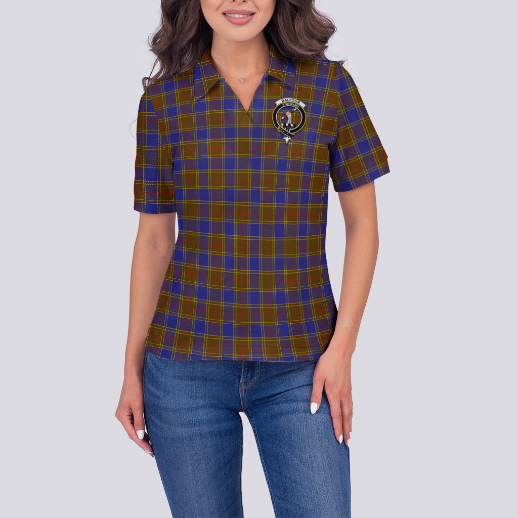 Balfour Modern Tartan Polo Shirt with Family Crest For Women - Tartanvibesclothing