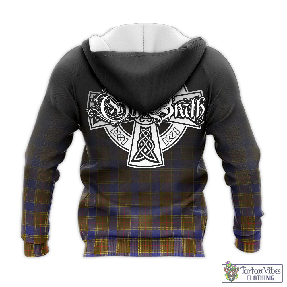 Tartan Vibes Clothing Balfour Modern Tartan Knitted Hoodie Featuring Alba Gu Brath Family Crest Celtic Inspired
