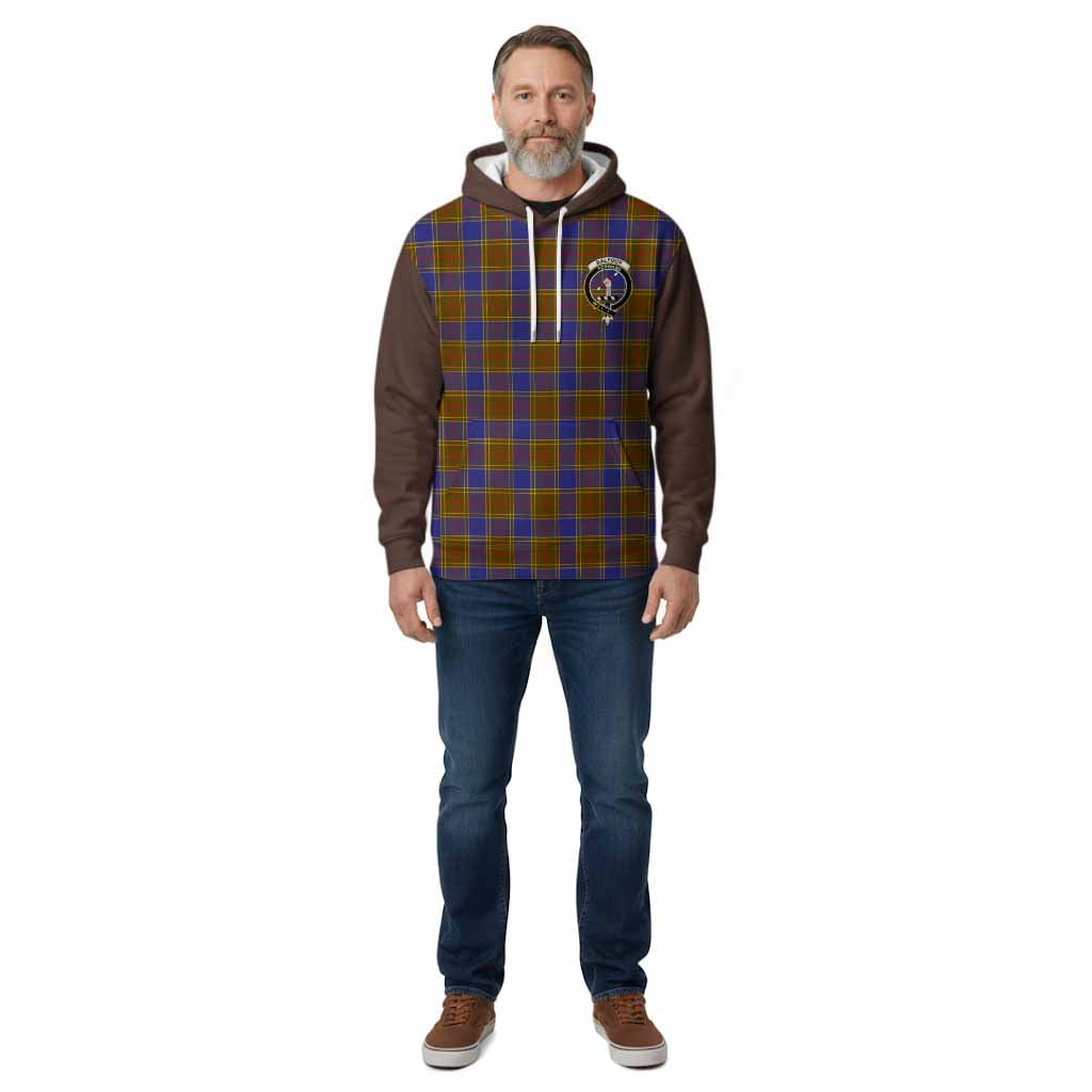 Balfour Tartan Accent Cotton Hoodie with Family Crest