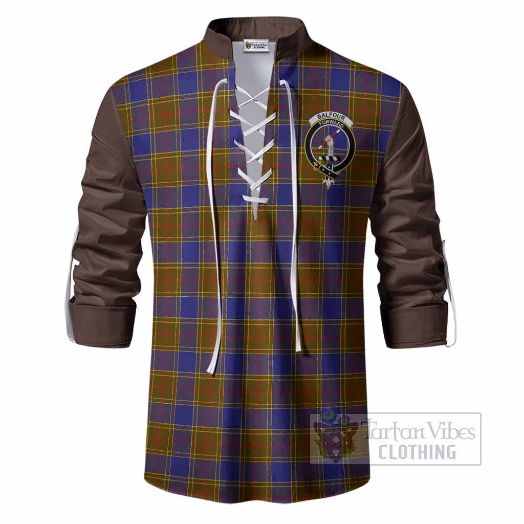 Balfour Tartan Accent Ghillie Shirt with Family Crest