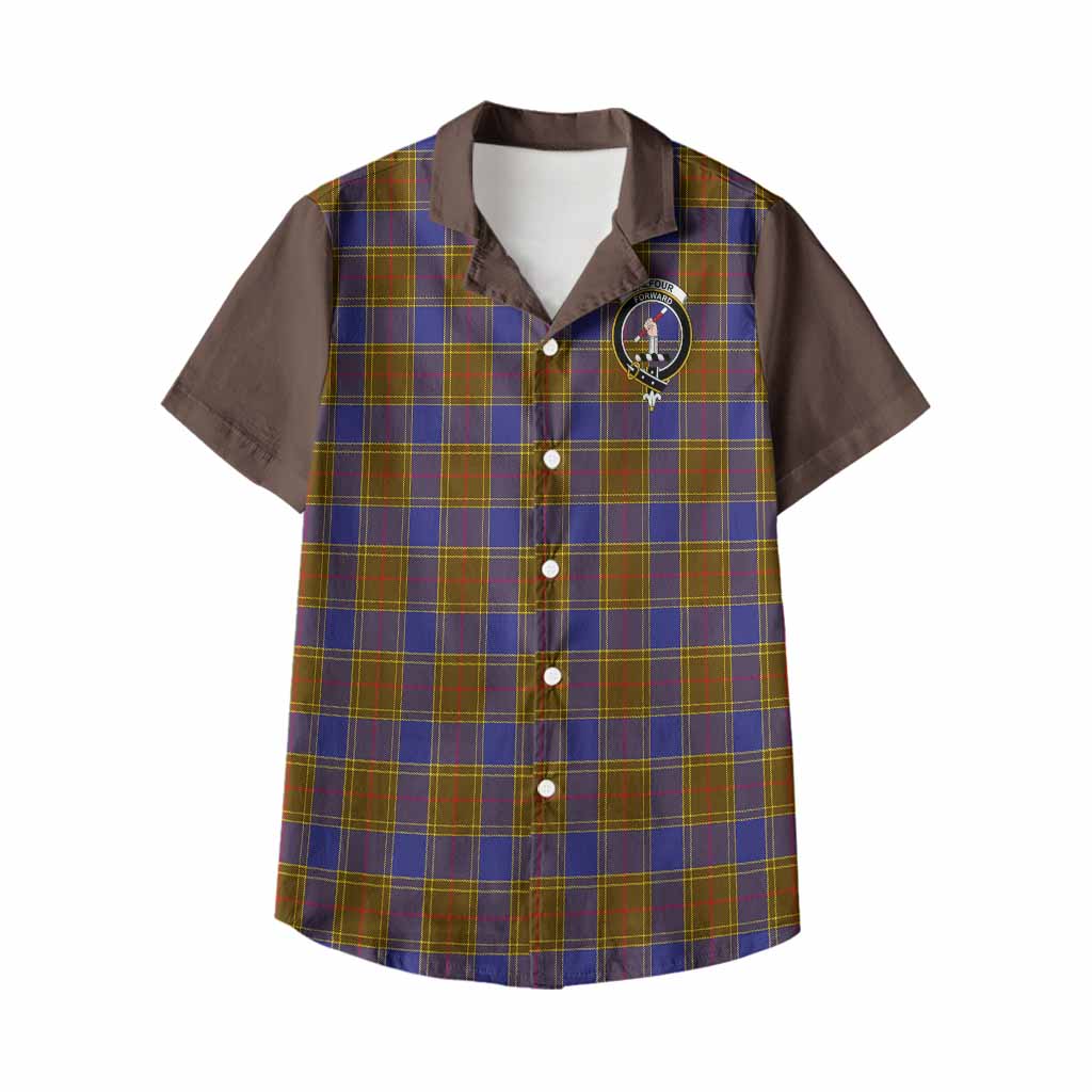 Balfour Tartan Accent Kid Hawaiian Shirt with Family Crest