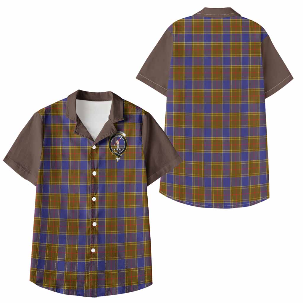 Balfour Tartan Accent Kid Hawaiian Shirt with Family Crest