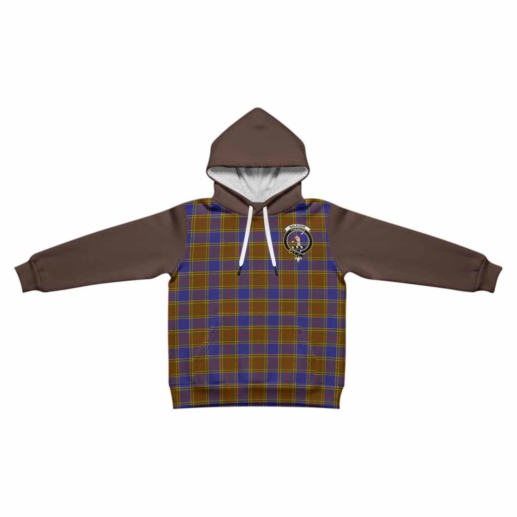 Balfour Tartan Accent Kid Hoodie with Family Crest