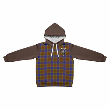 Balfour Tartan Accent Kid Hoodie with Family Crest