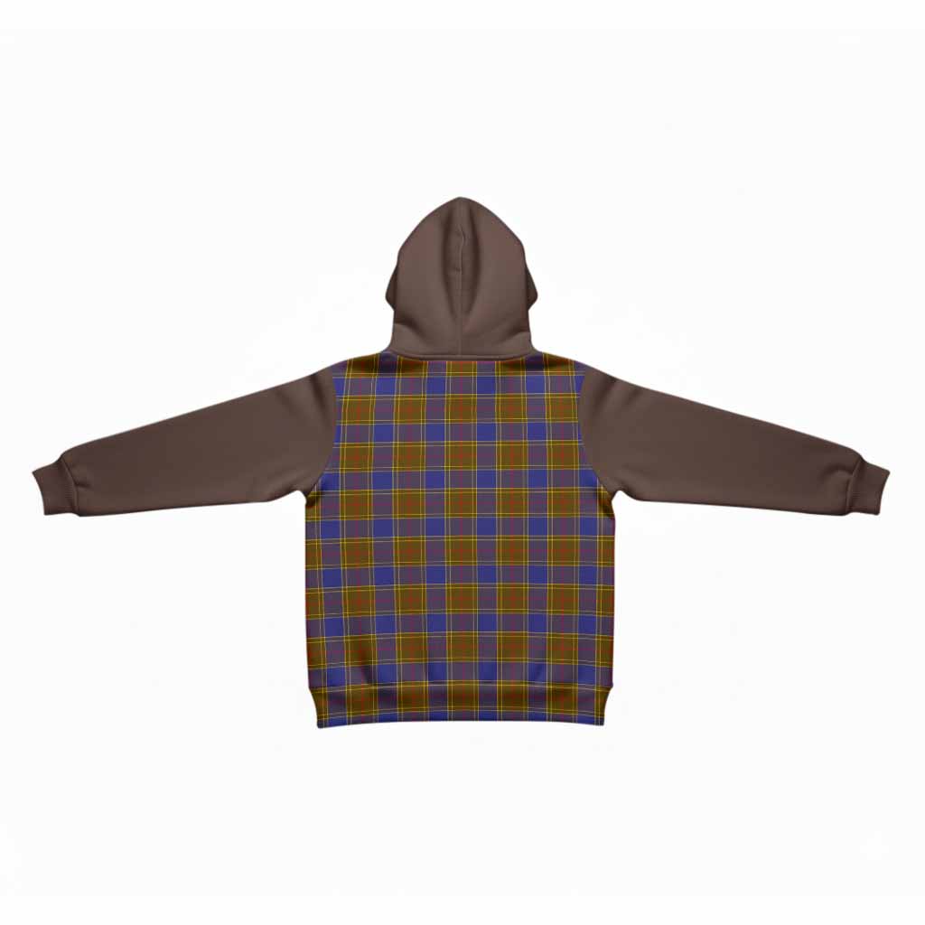 Balfour Tartan Accent Kid Hoodie with Family Crest