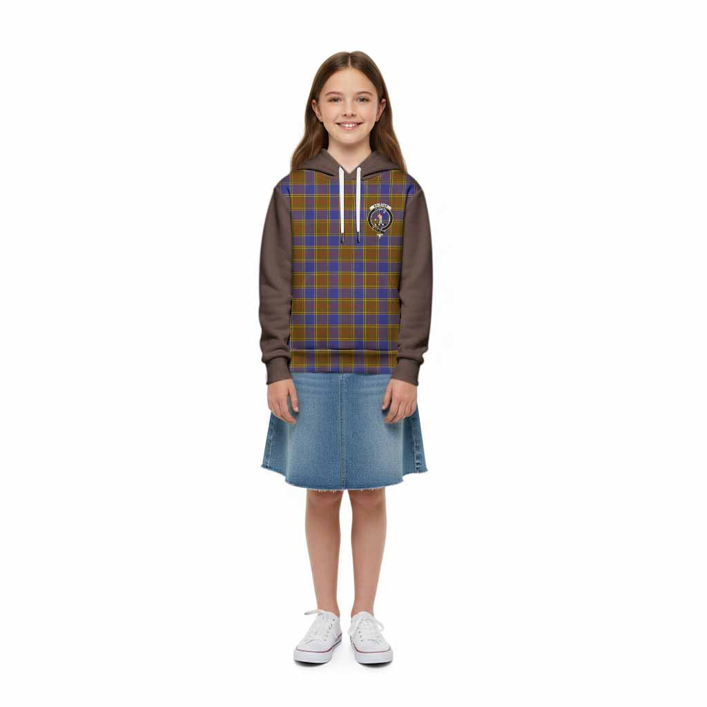 Balfour Tartan Accent Kid Hoodie with Family Crest