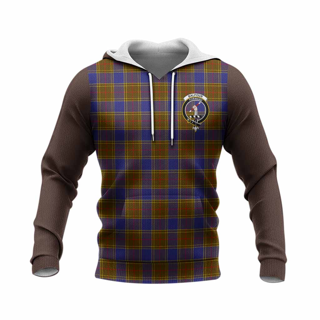 Balfour Tartan Accent Knitted Hoodie with Family Crest