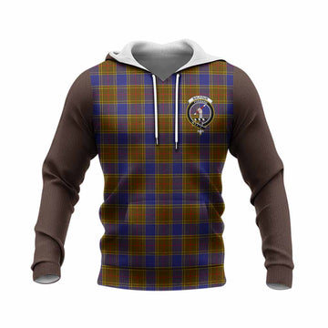 Balfour Tartan Accent Knitted Hoodie with Family Crest