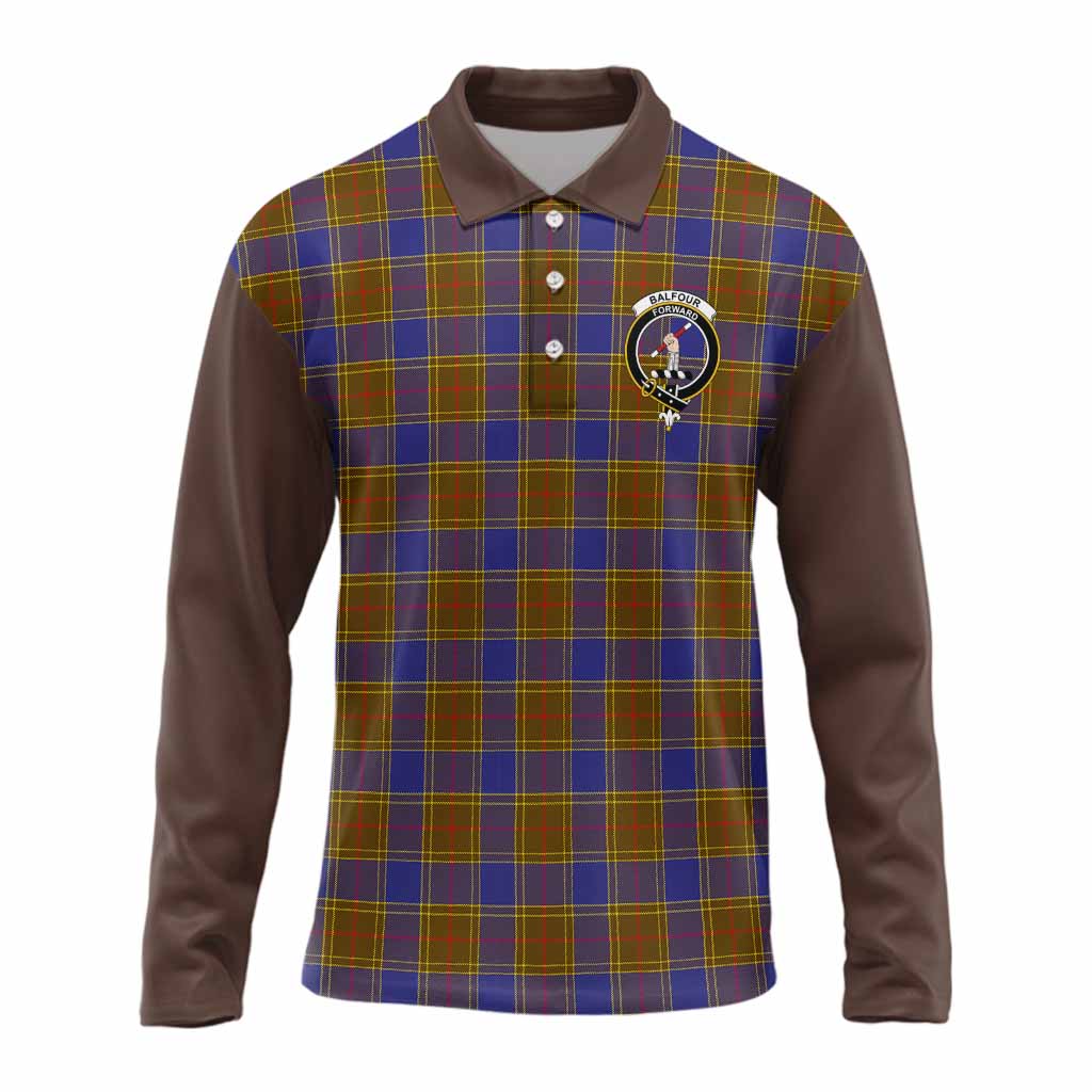 Balfour Tartan Accent Long Sleeve Polo Shirt with Family Crest