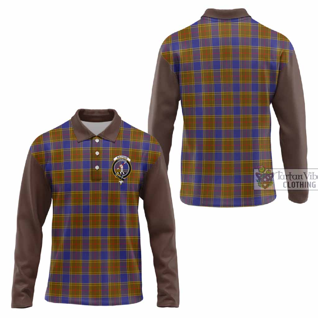 Balfour Tartan Accent Long Sleeve Polo Shirt with Family Crest