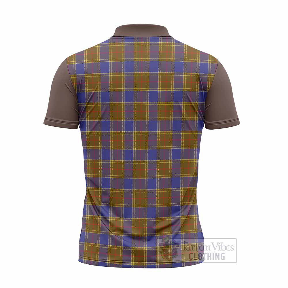Balfour Tartan Accent Zipper Polo Shirt with Family Crest