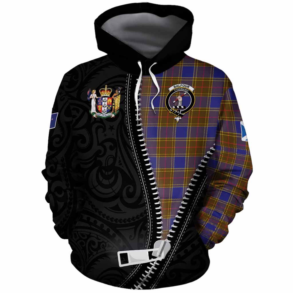 Balfour Tartan Cotton Hoodie New Zealand Pattern Unique Zipper Stylized