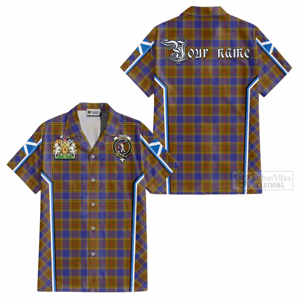 Balfour Tartan Crest Cotton Hawaiian Shirt Scotland Coat of Arm Flag Style - Tartan Vibes Clothing